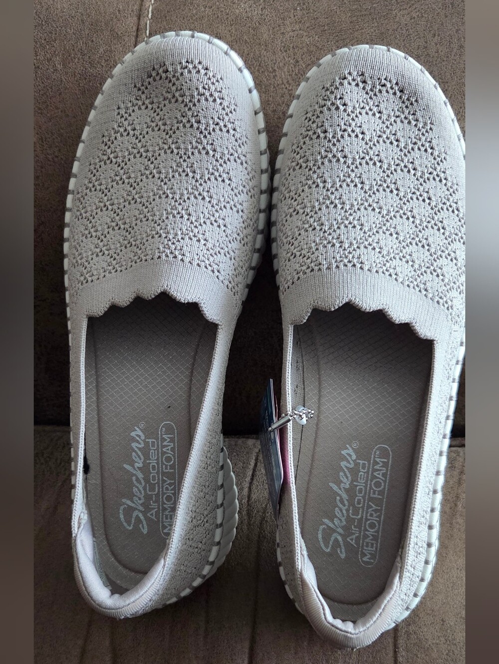 Skechers Light Taupe Knit Slip-On Loafers